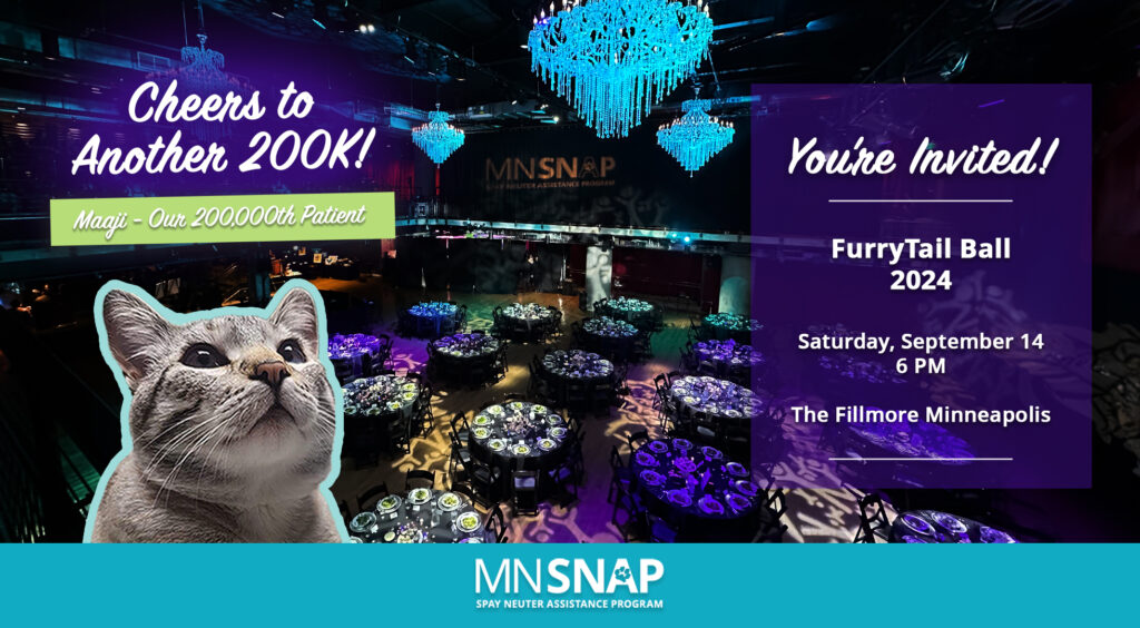 FurryTail Ball tickets on sale now! Join the celebration with MN SNAP; a high-quality low cost spay neuter clinic helping those in need.